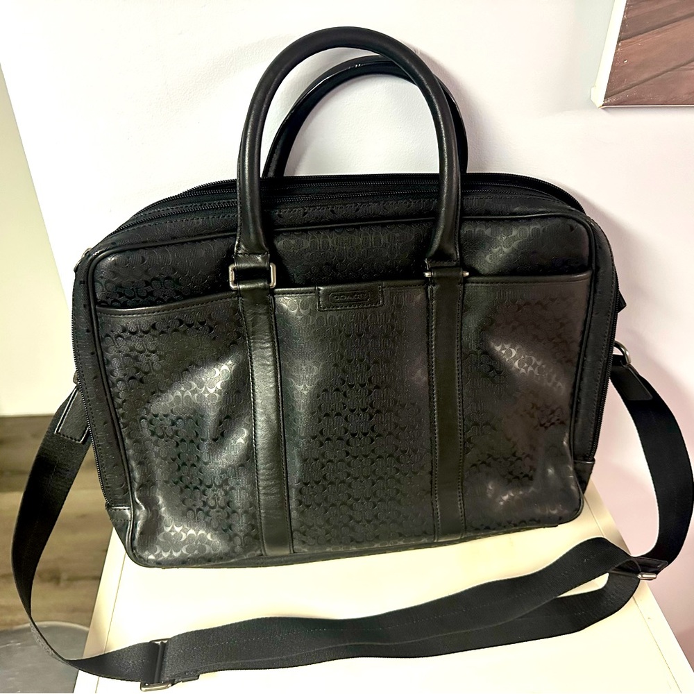 Men’s Coach Leather Briefcase Messenger Bag EUC